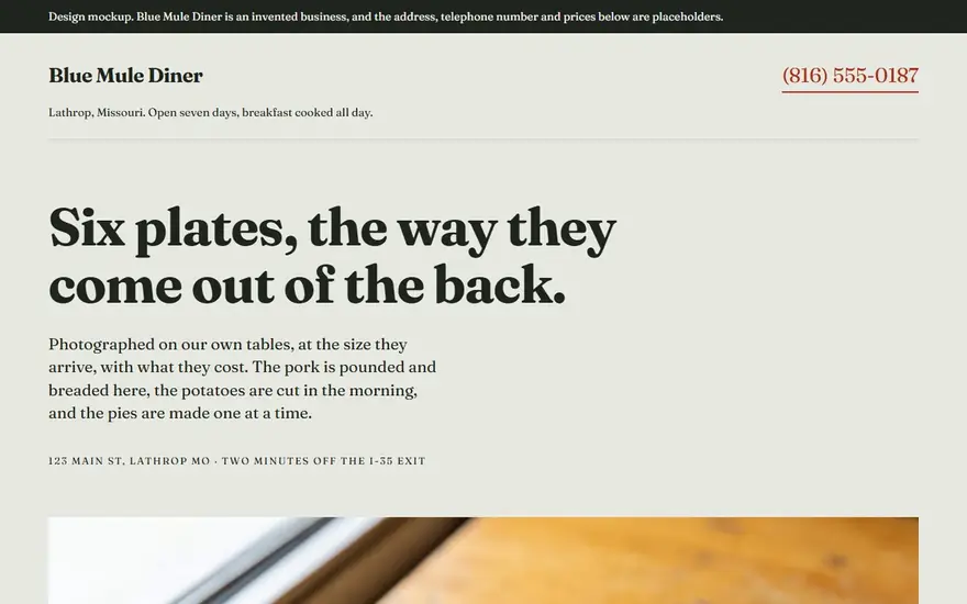 The Blue Mule Diner website