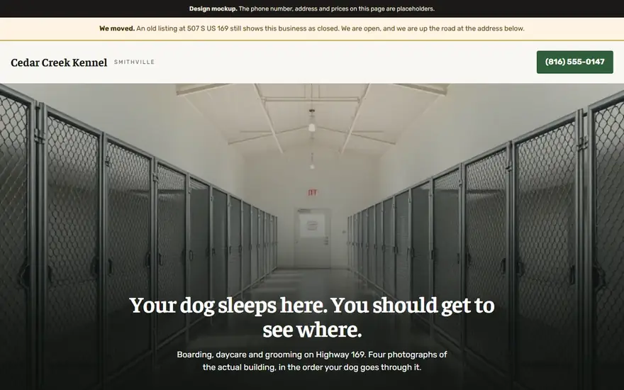 The Cedar Creek Kennel website