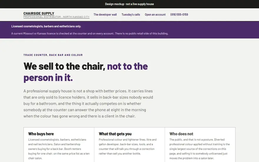 The Chairside Supply website