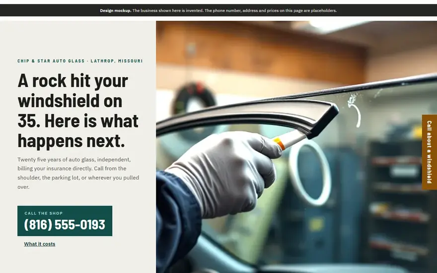 The Chip & Star Auto Glass website