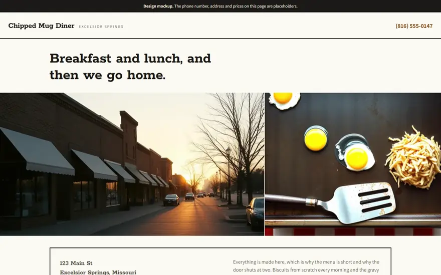 The Chipped Mug Diner website