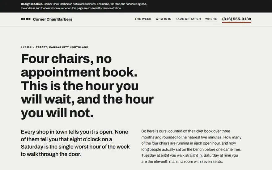 The Corner Chair Barbers website