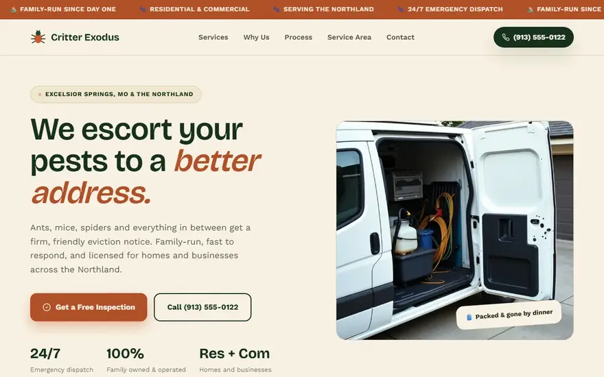 The Critter Exodus website