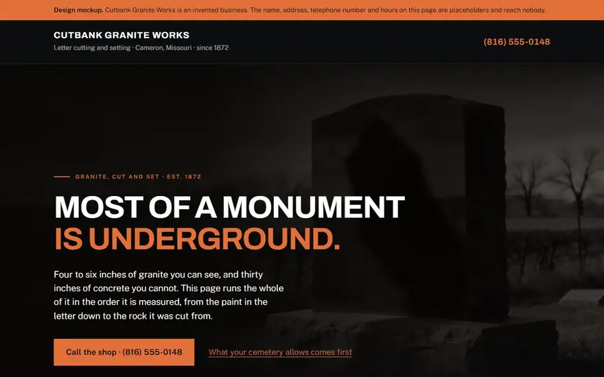 The Cutbank Granite Works website