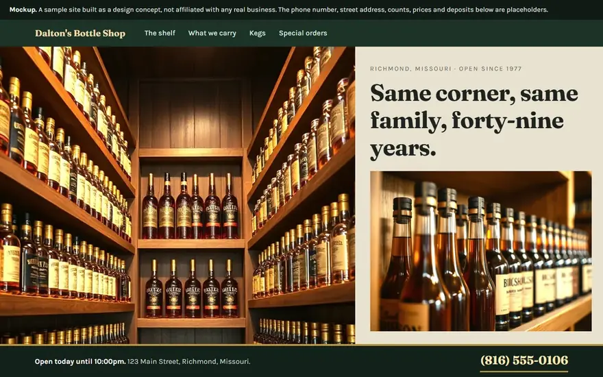 The Dalton's Bottle Shop website