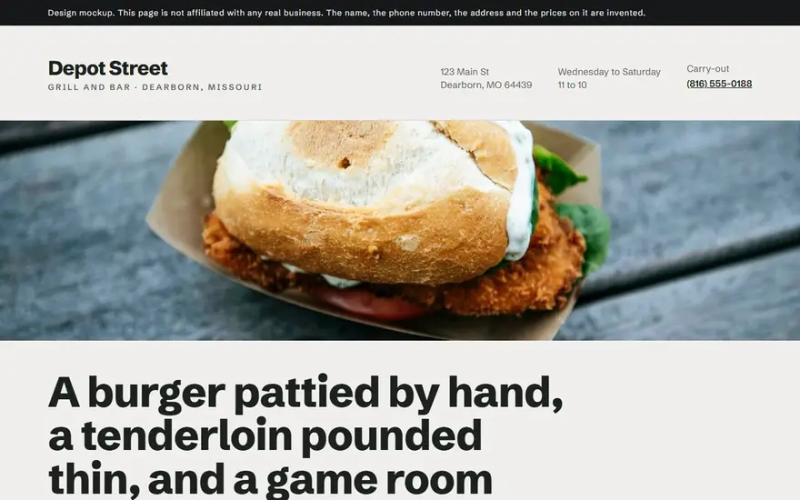 The Depot Street Grill website