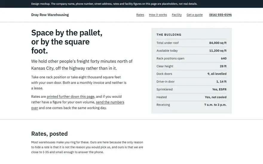 The Dray Row Warehousing website