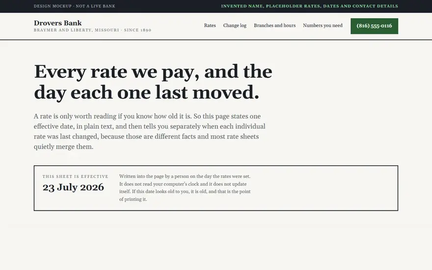 The Drovers Bank website