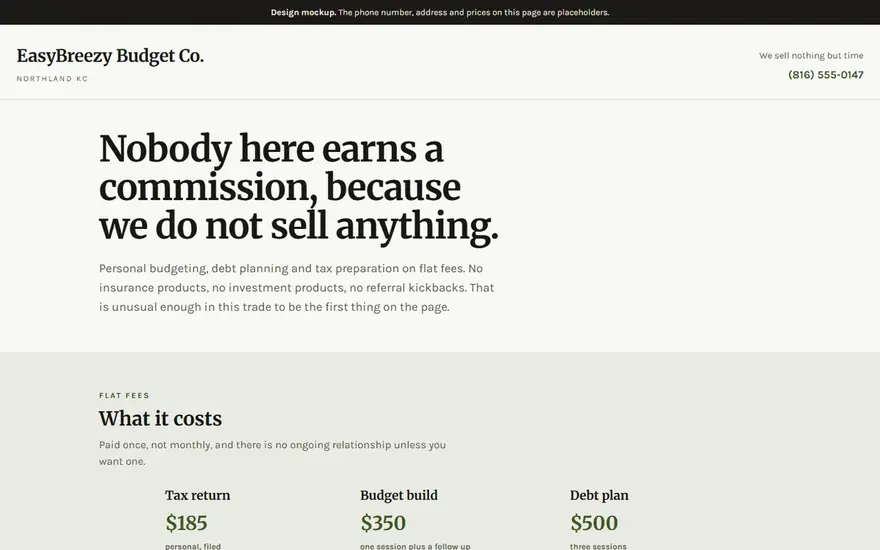 The EasyBreezy Budget Co website