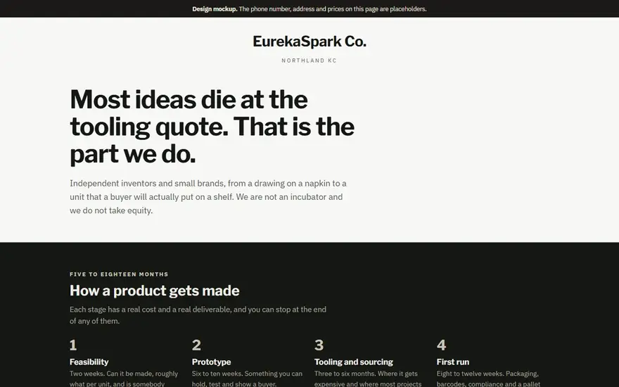 The EurekaSpark Co. website