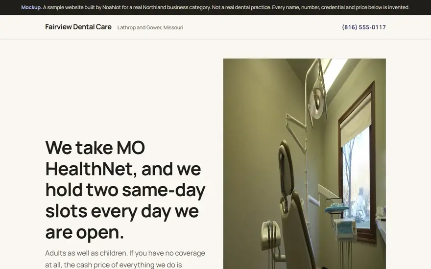 The Fairview Dental Care website