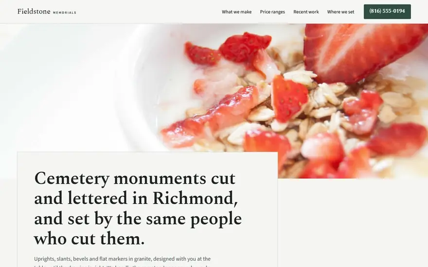 The Fieldstone Memorials website