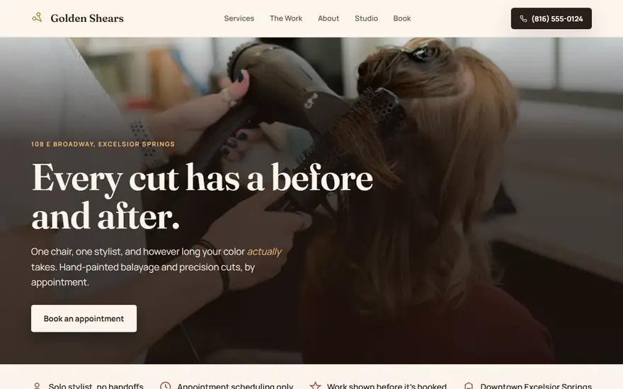 The Golden Shears Studio website