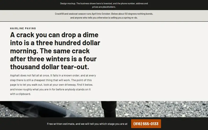 The Hairline Paving website