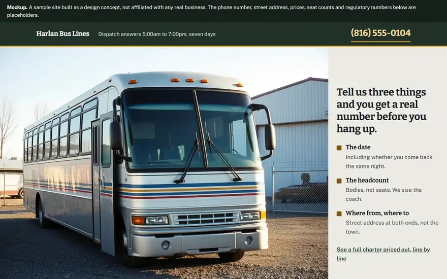 The Harlan Bus Lines website