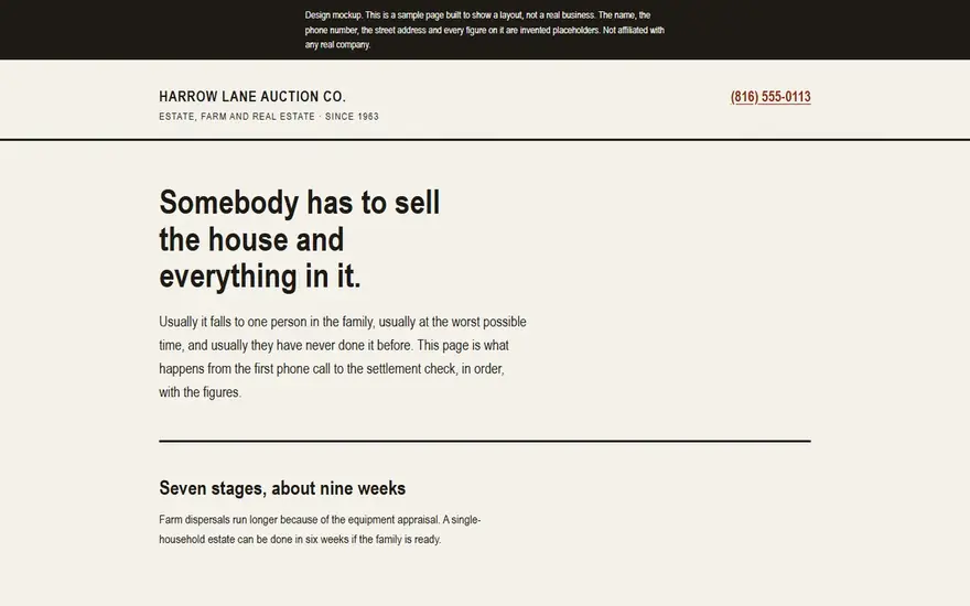 The Harrow Lane Auction Co. website