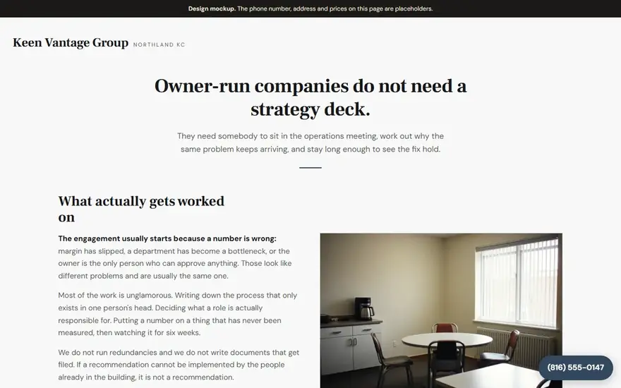 The Keen Vantage Group website