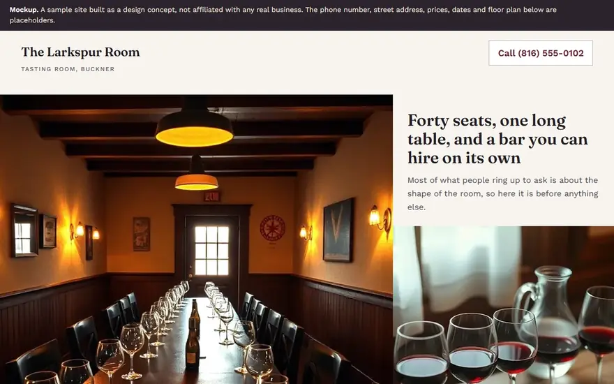 The The Larkspur Room website