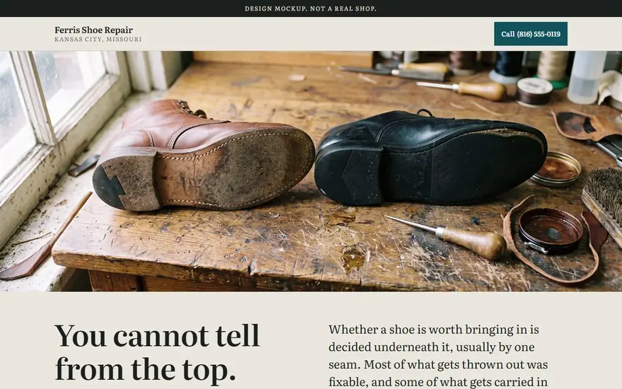 The Ferris Shoe Repair website