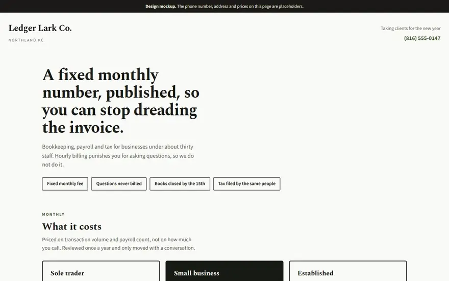 The Ledger Lark Co. website