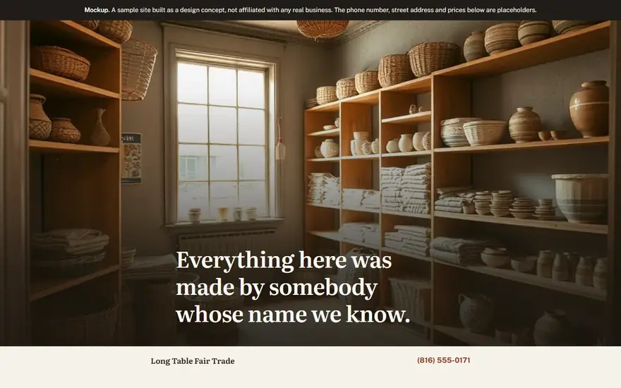 The Long Table Fair Trade website