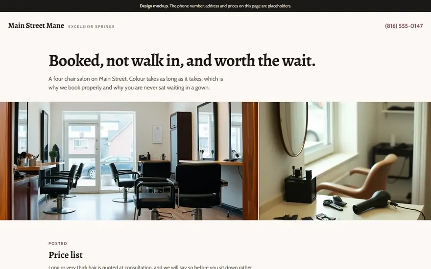 The Main Street Mane website