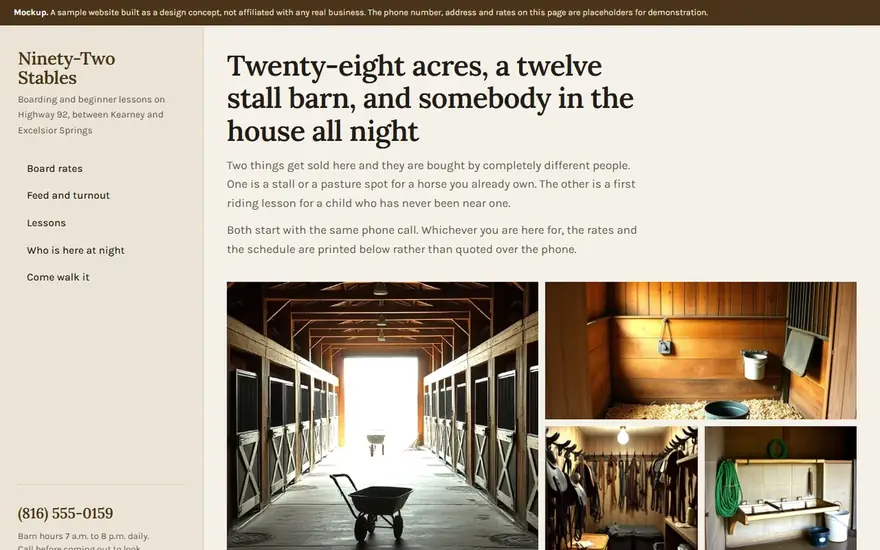 The Ninety-Two Stables website