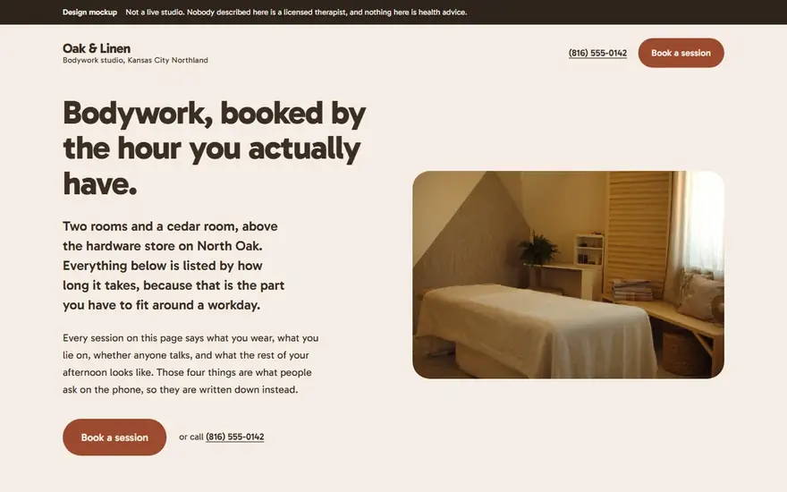 The Oak &amp; Linen Bodywork website