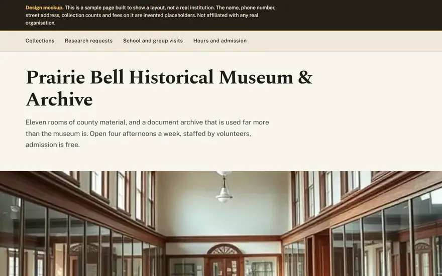 The Prairie Bell Historical Museum & Archive website