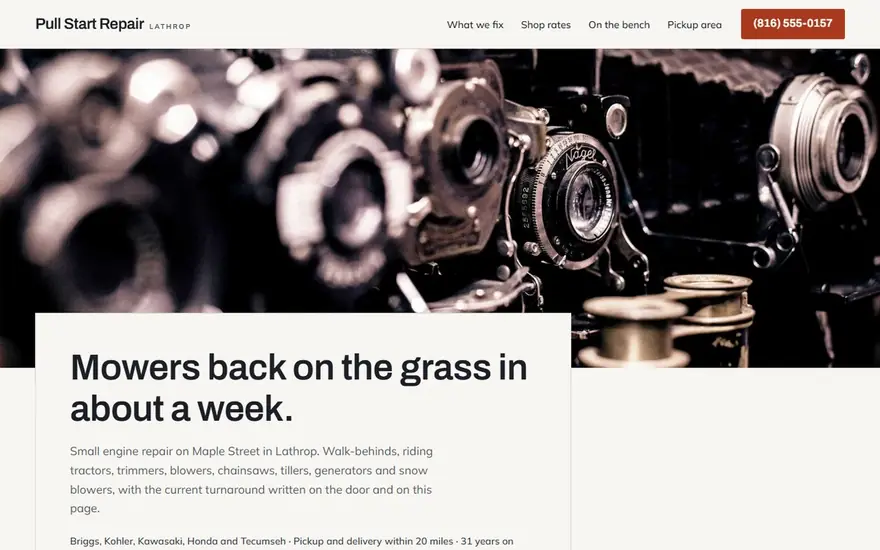 The Pull Start Repair website