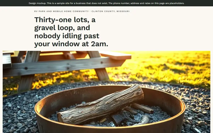 The Quiet Grove RV & Home Park website