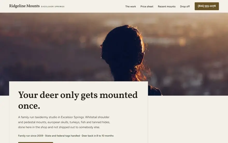 The Ridgeline Mounts Taxidermy website