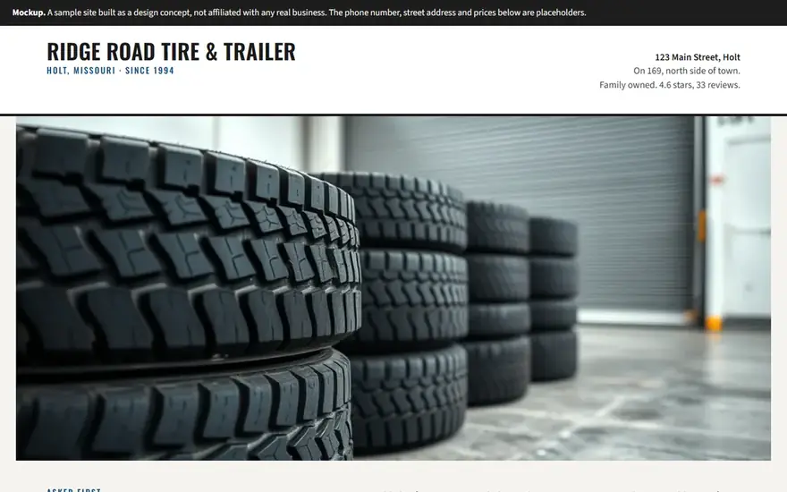 The Ridge Road Tire & Trailer website