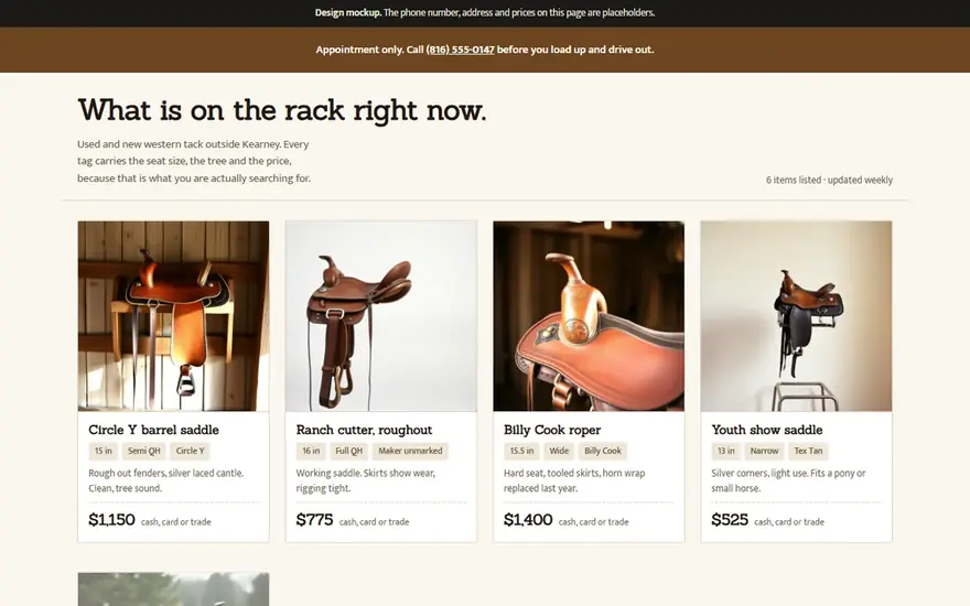 The Second Cinch Saddlery website