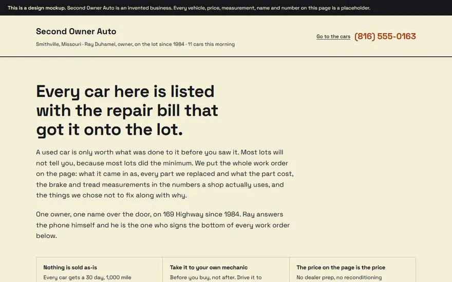 The Second Owner Auto website