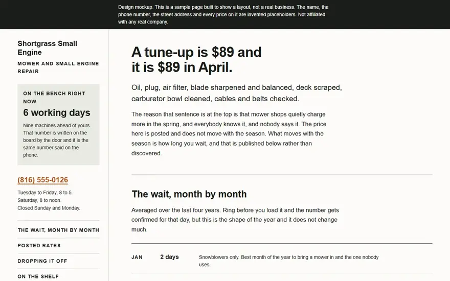 The Shortgrass Small Engine website