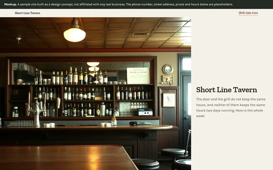 The Short Line Tavern website