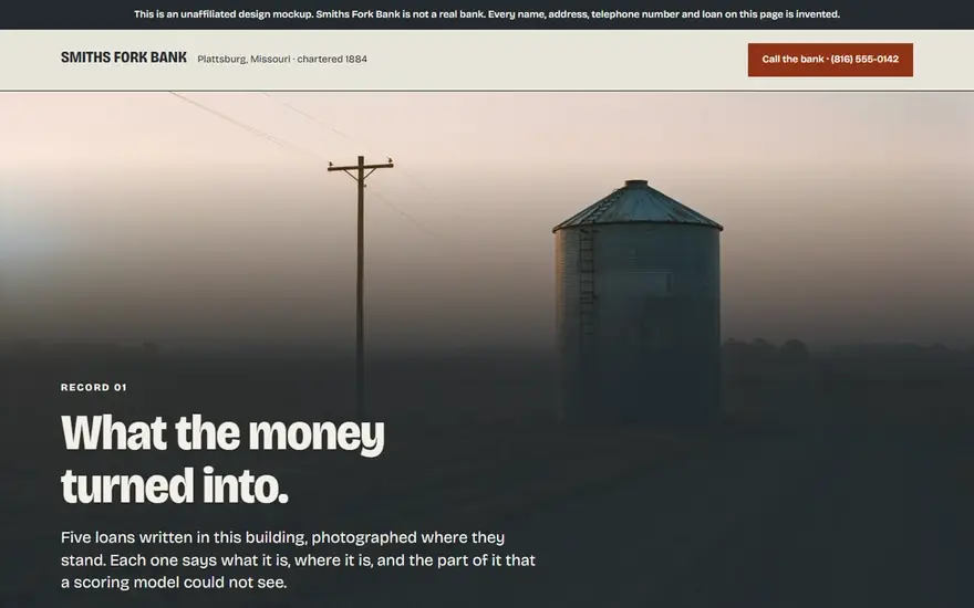 The Smiths Fork Bank website