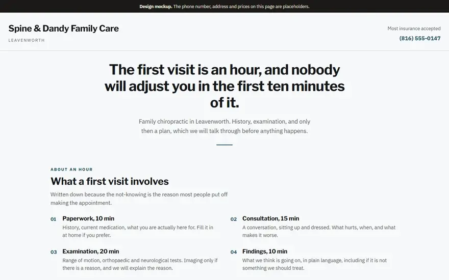 The Spine & Dandy Family Care website