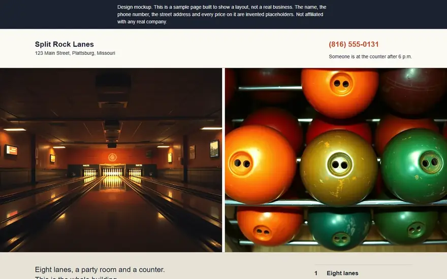 The Split Rock Lanes website