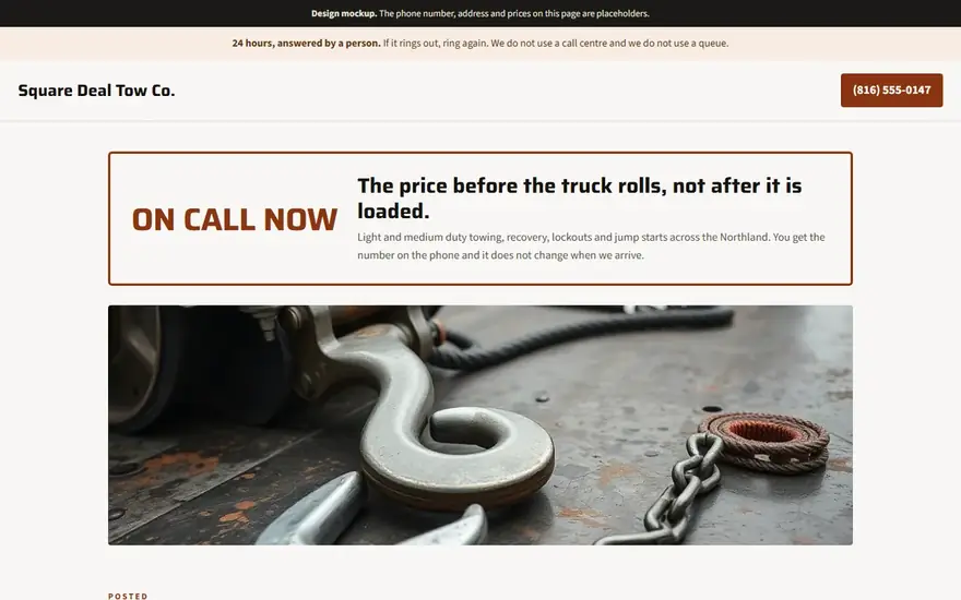 The Square Deal Tow Co. website