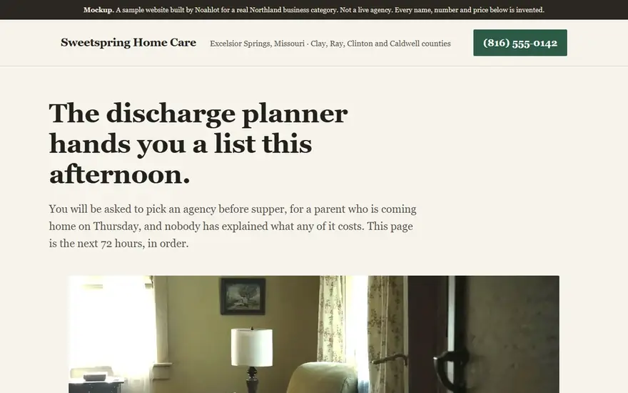 The Sweetspring Home Care website
