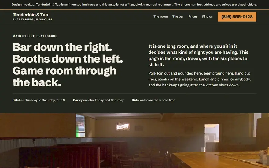 The Tenderloin & Tap website