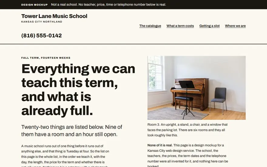 The Tower Lane Music School website