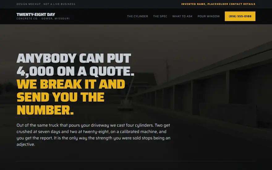The Twenty-Eight Day Concrete website