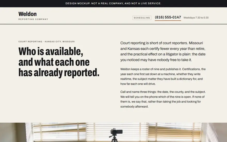 The Weldon Reporting Company website