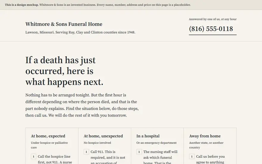 The Whitmore & Sons Funeral Home website