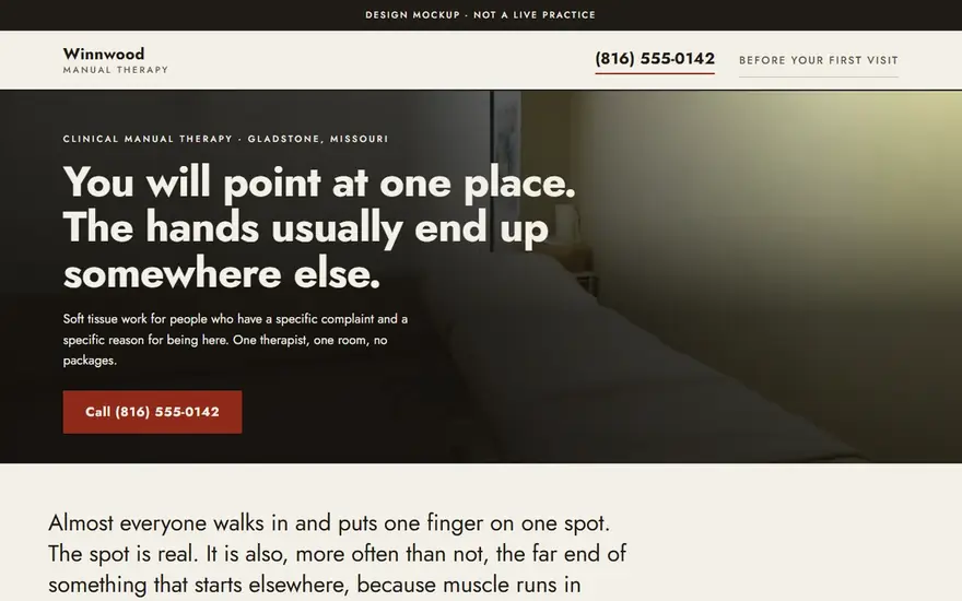 The Winnwood Manual Therapy website