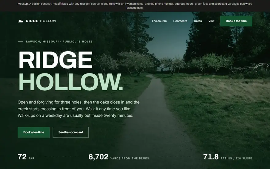 The Ridge Hollow Golf Course, concept 2 website