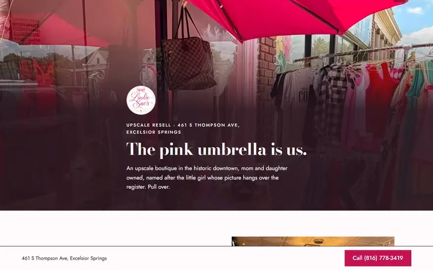 The Lindie Sue's Boutique, concept 1 website